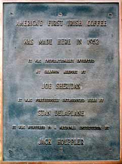 America's First Irish Coffee Plaque